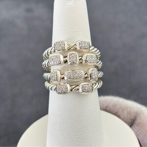 David Yurman Four Row Confetti Ring with Pavê Diamonds 7